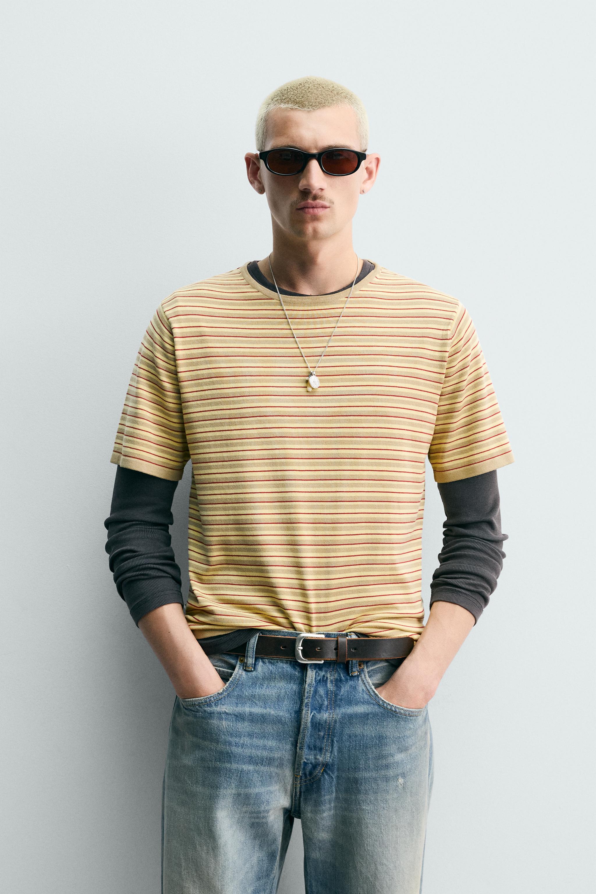 T-SHIRT JACQUARD À RAYURES